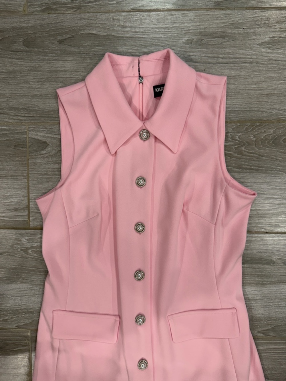 Karl Lagerfeld Pink Sleeveless Midi Dress with Button Front - Picture 9 of 9